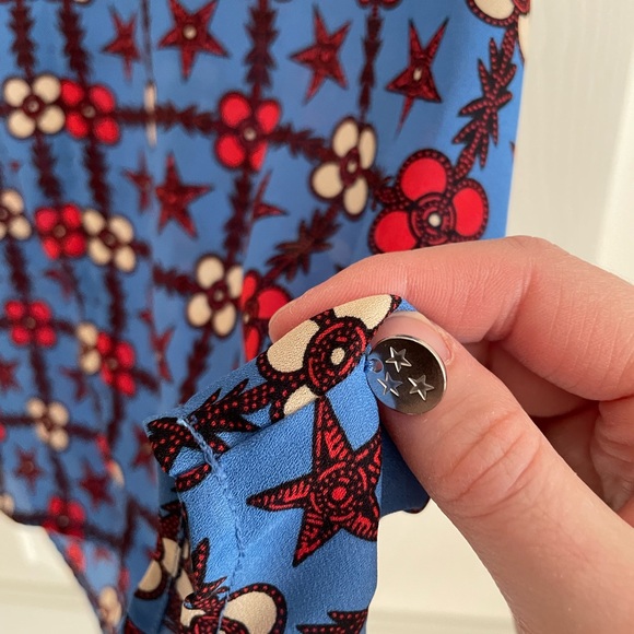 Maison Scotch & Soda Les Filles Blue, red & white star pattern blouse - Picture 5 of 6
